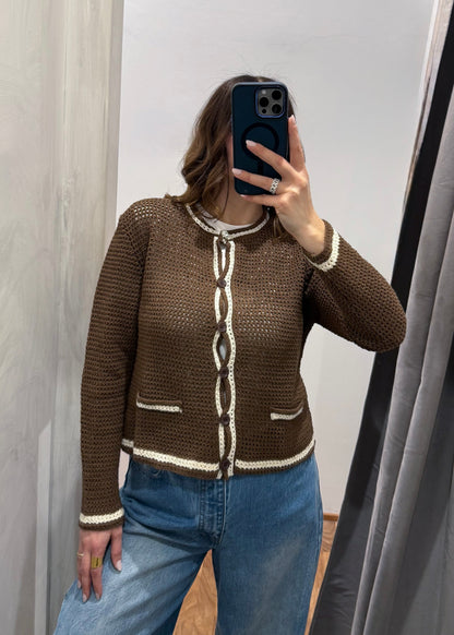 Cardigan Traforato Cacao - SUSY MIX - MARYGIÒ