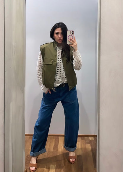 Bomber Smanicato Verde Militare - SUSY MIX - MARYGIÒ