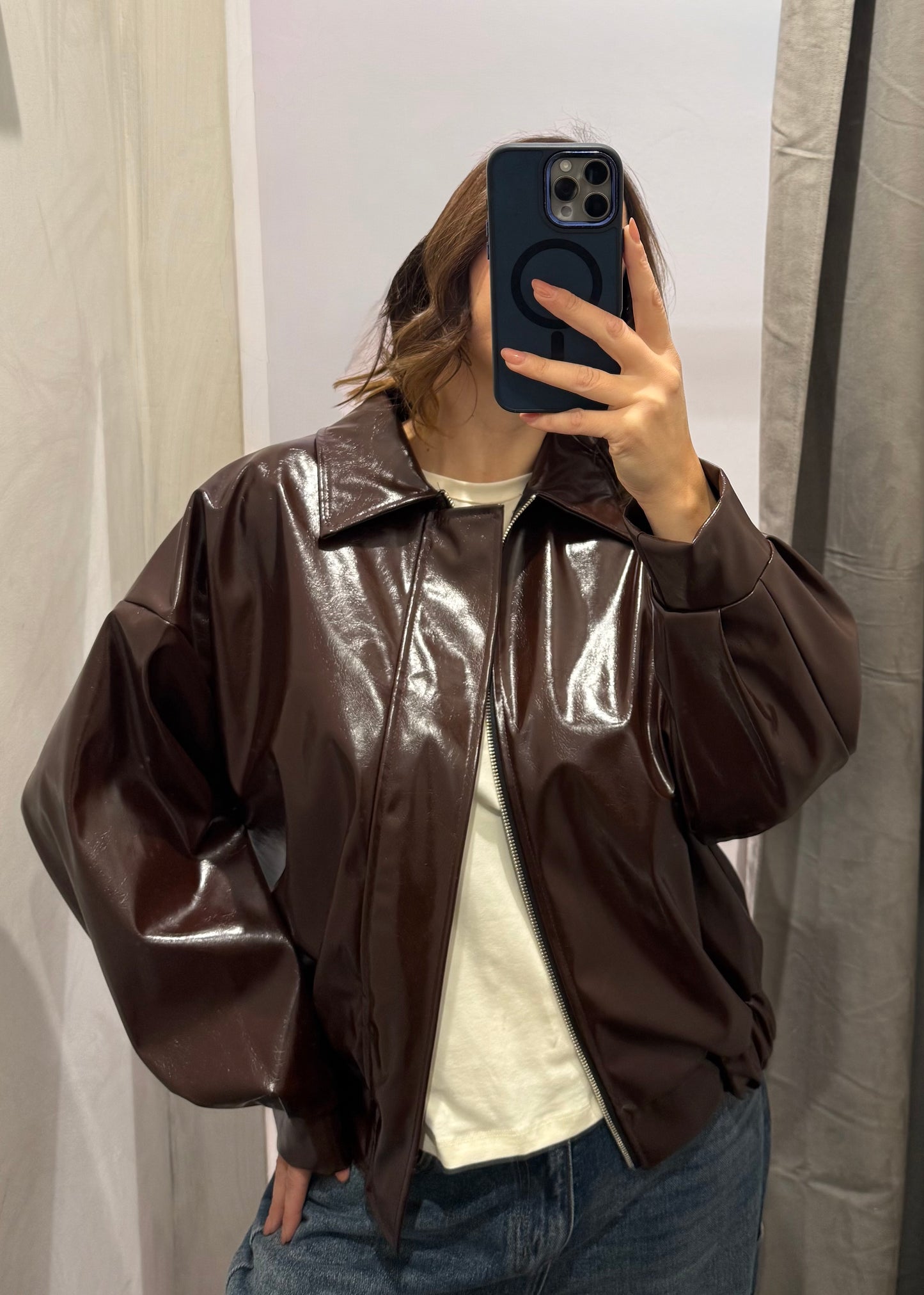 Bomber Similpelle Lucido | più colori - MARYGIÒ