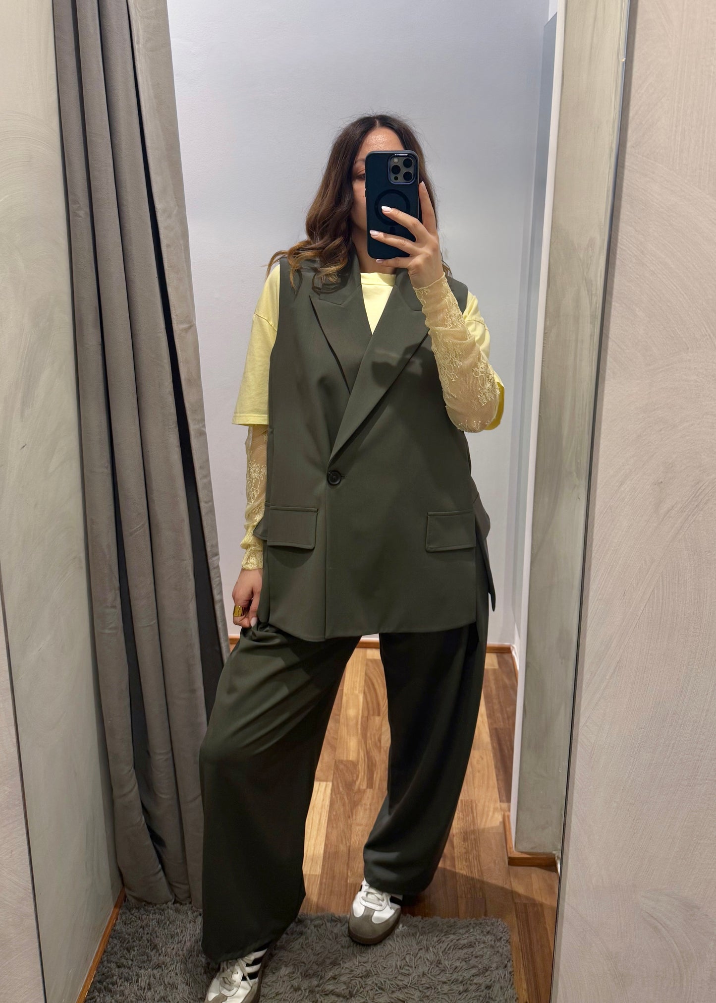 Pantalone Ovetto con Pinces Verde Militare - SUSY MIX