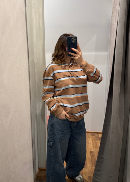 Polo a Righe Cammello