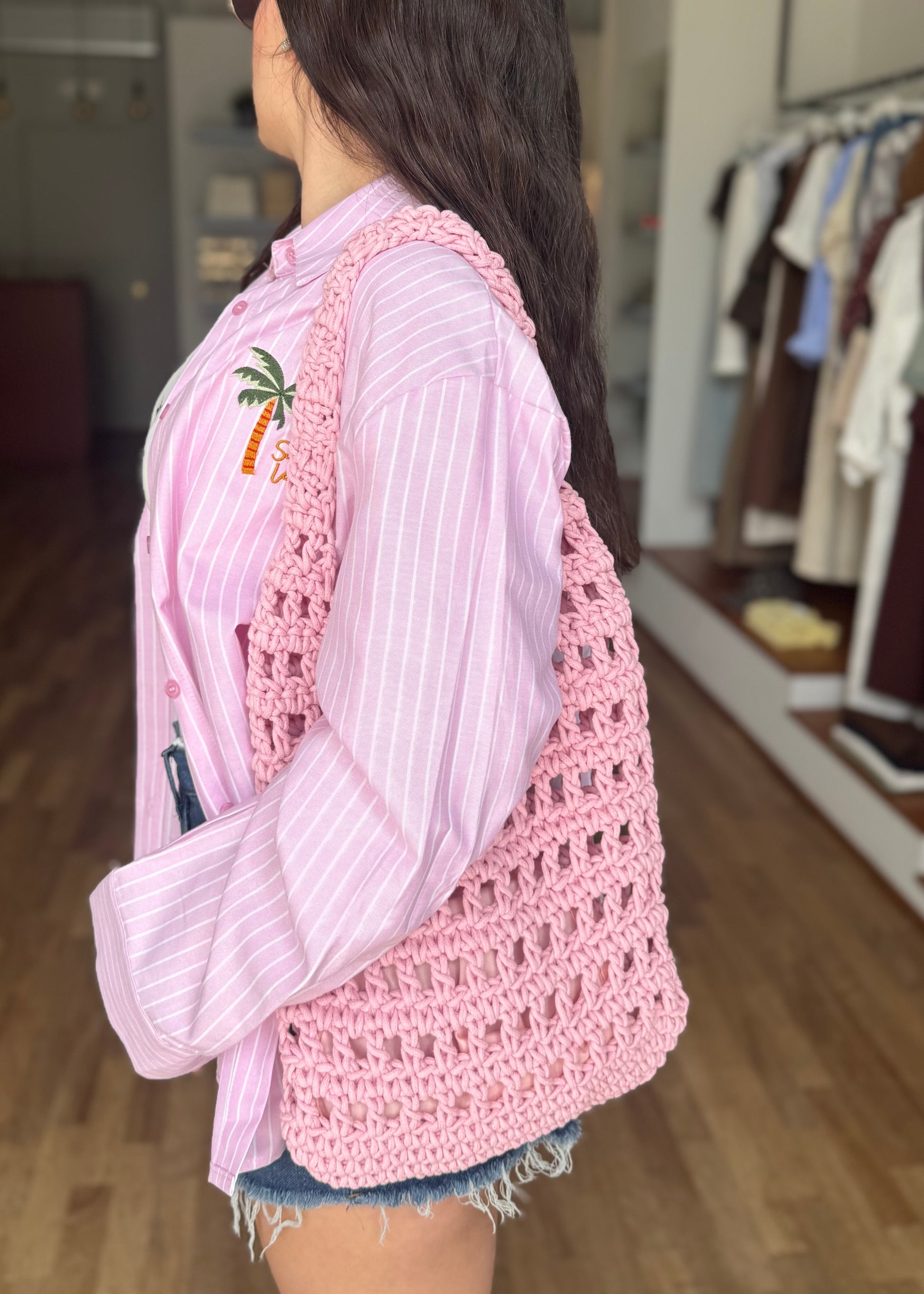 Borsa Uncinetto a Spalla Rosa - MARYGIÒ