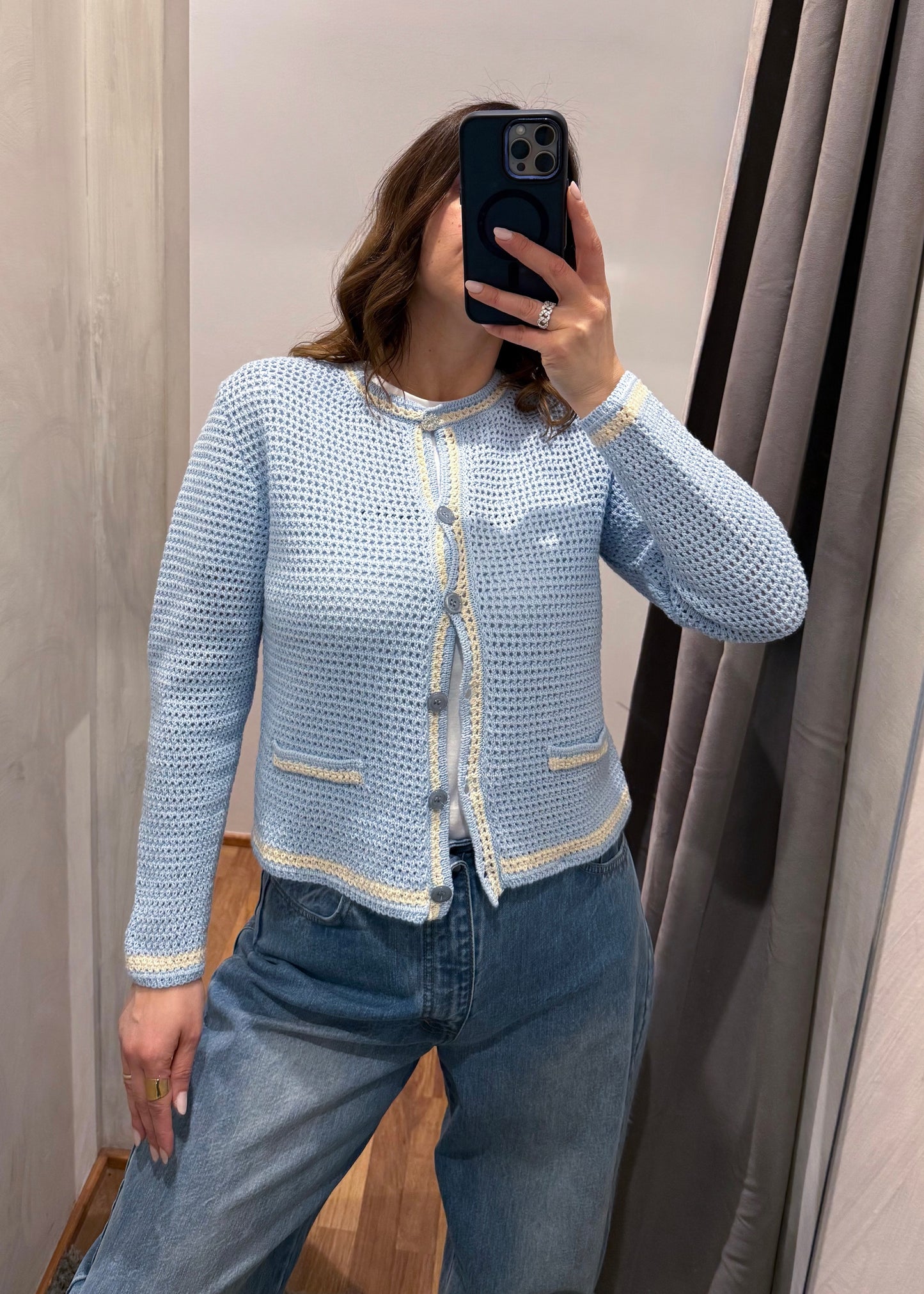 Cardigan Traforato Celeste - SUSY MIX