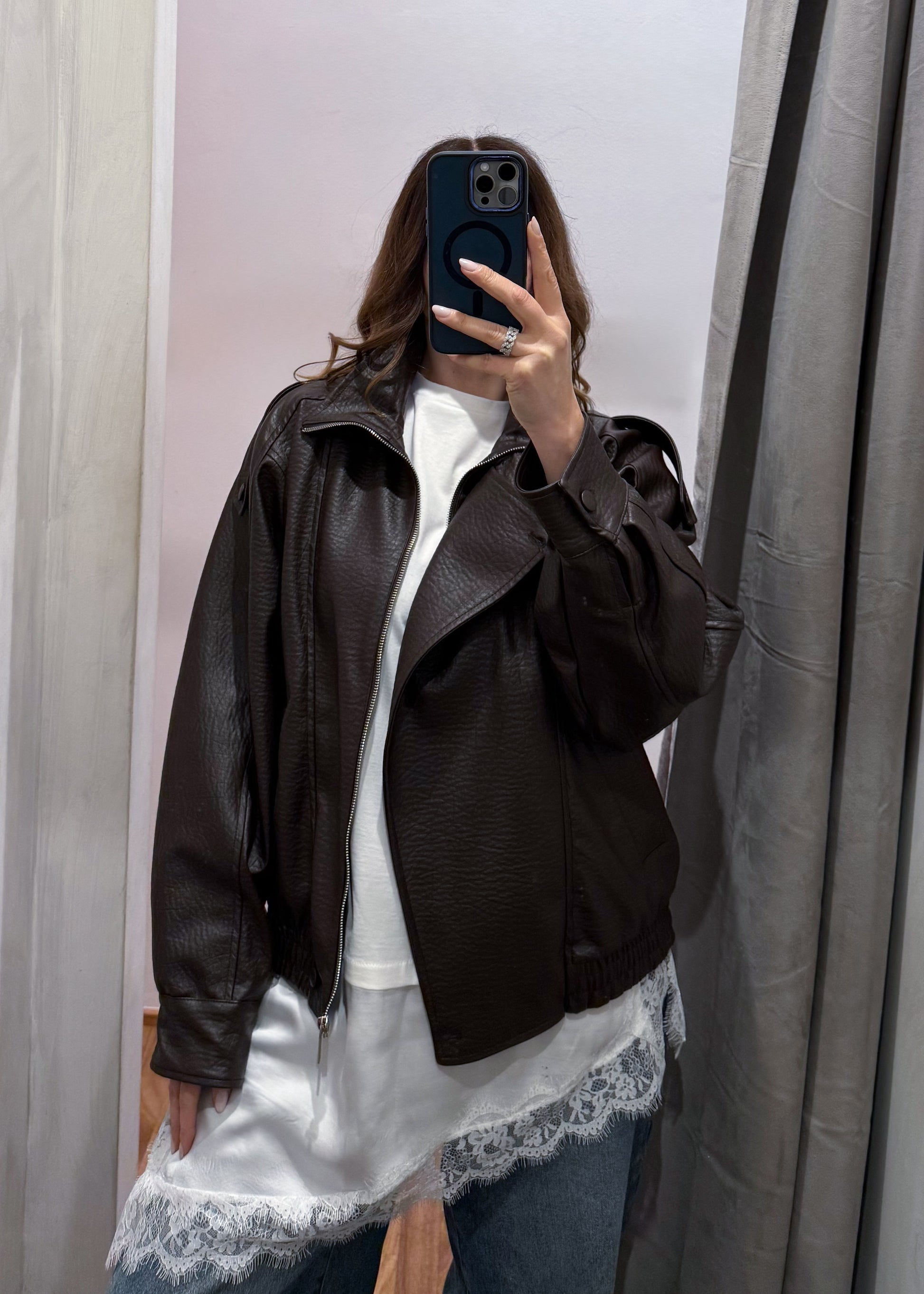 Bomber Ecopelle Martellata Moro - SUSY MIX - MARYGIÒ