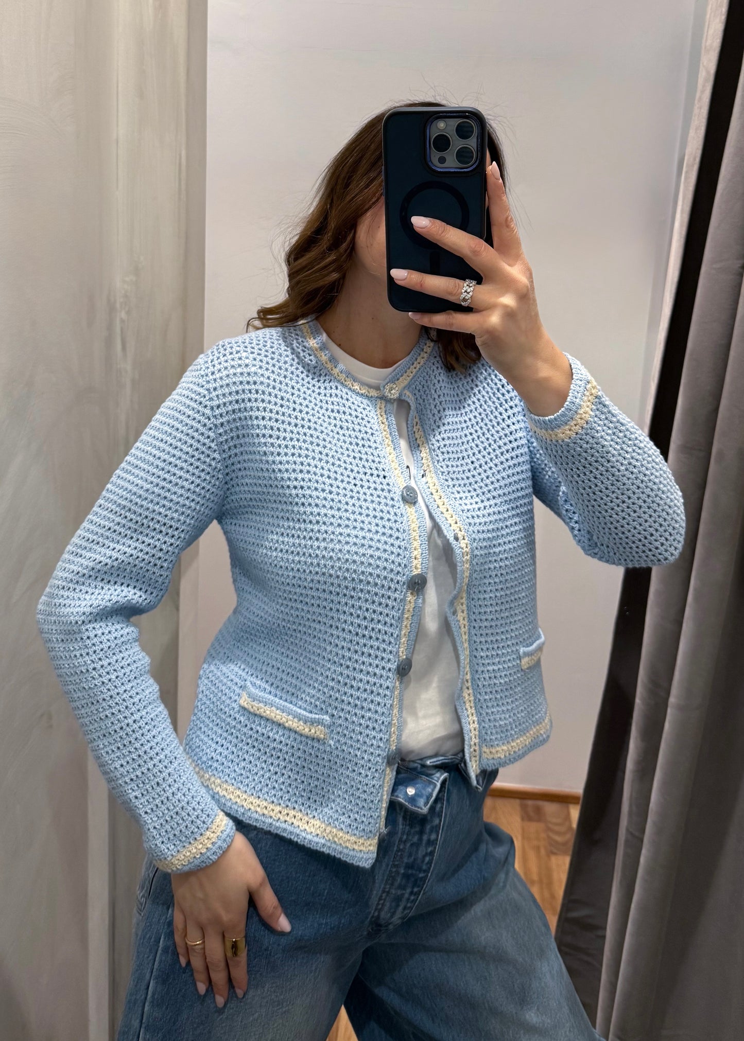 Cardigan Traforato Celeste - SUSY MIX