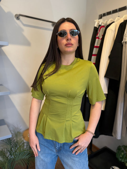 Top Verde con Pinces - LUMINA