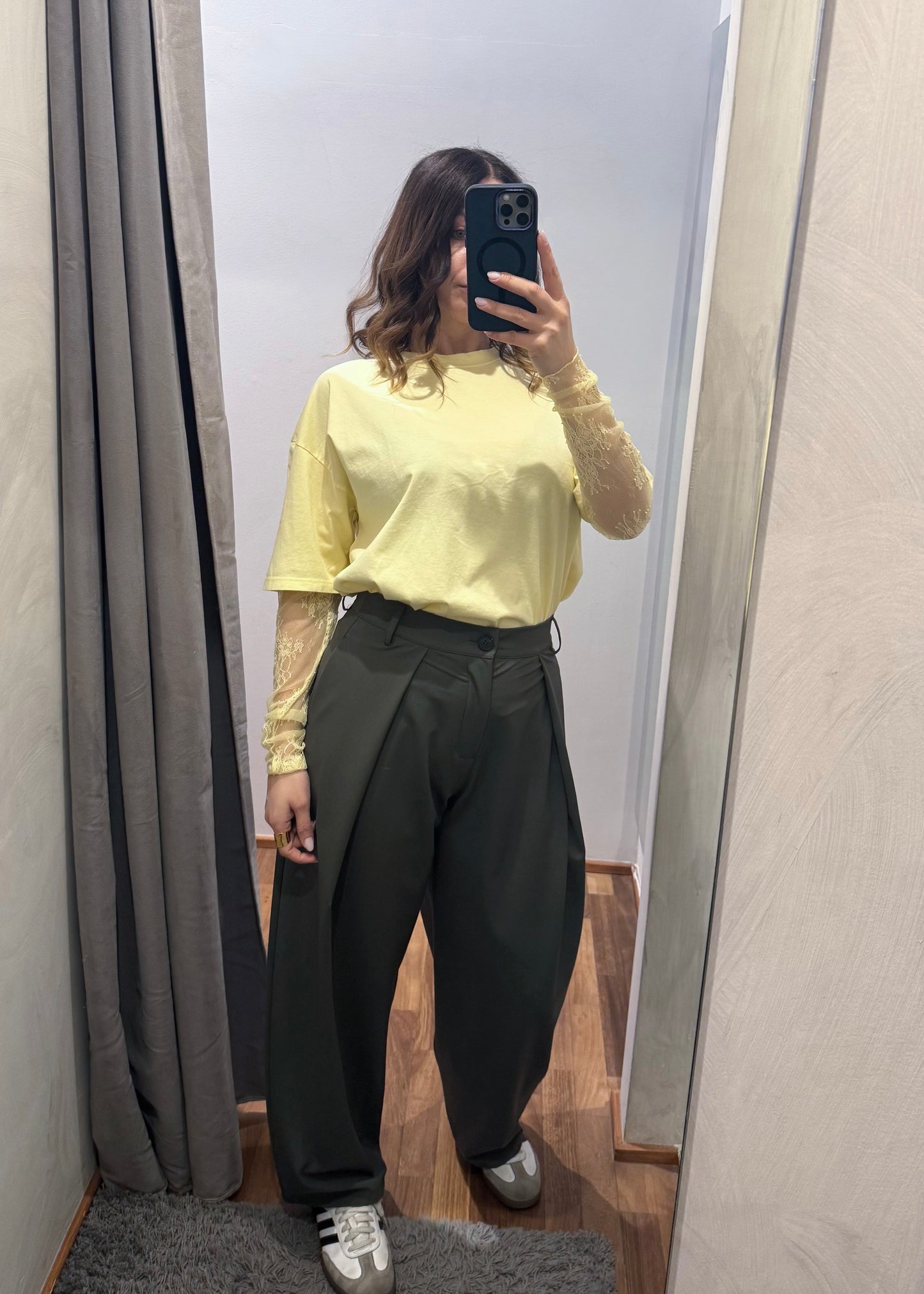 Pantalone Ovetto con Pinces Verde Militare - SUSY MIX