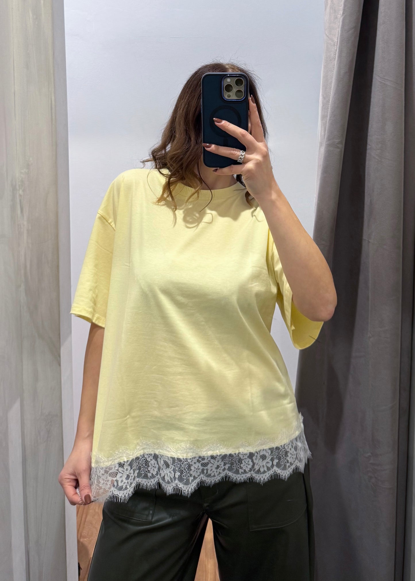 T-shirt Over con Pizzo Gialla - SUSY MIX - MARYGIÒ