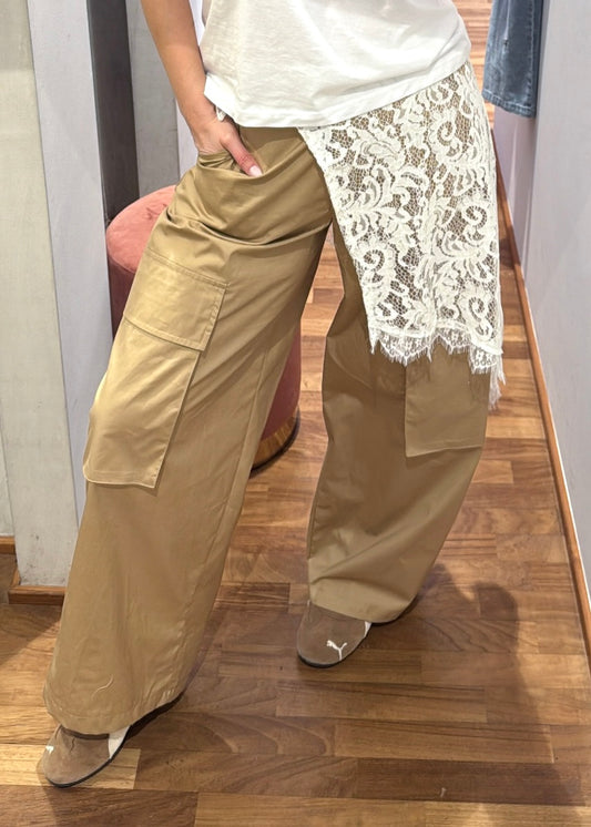 Pantalone Beige con Tasconi + Pareo Pizzo - SUSY MIX