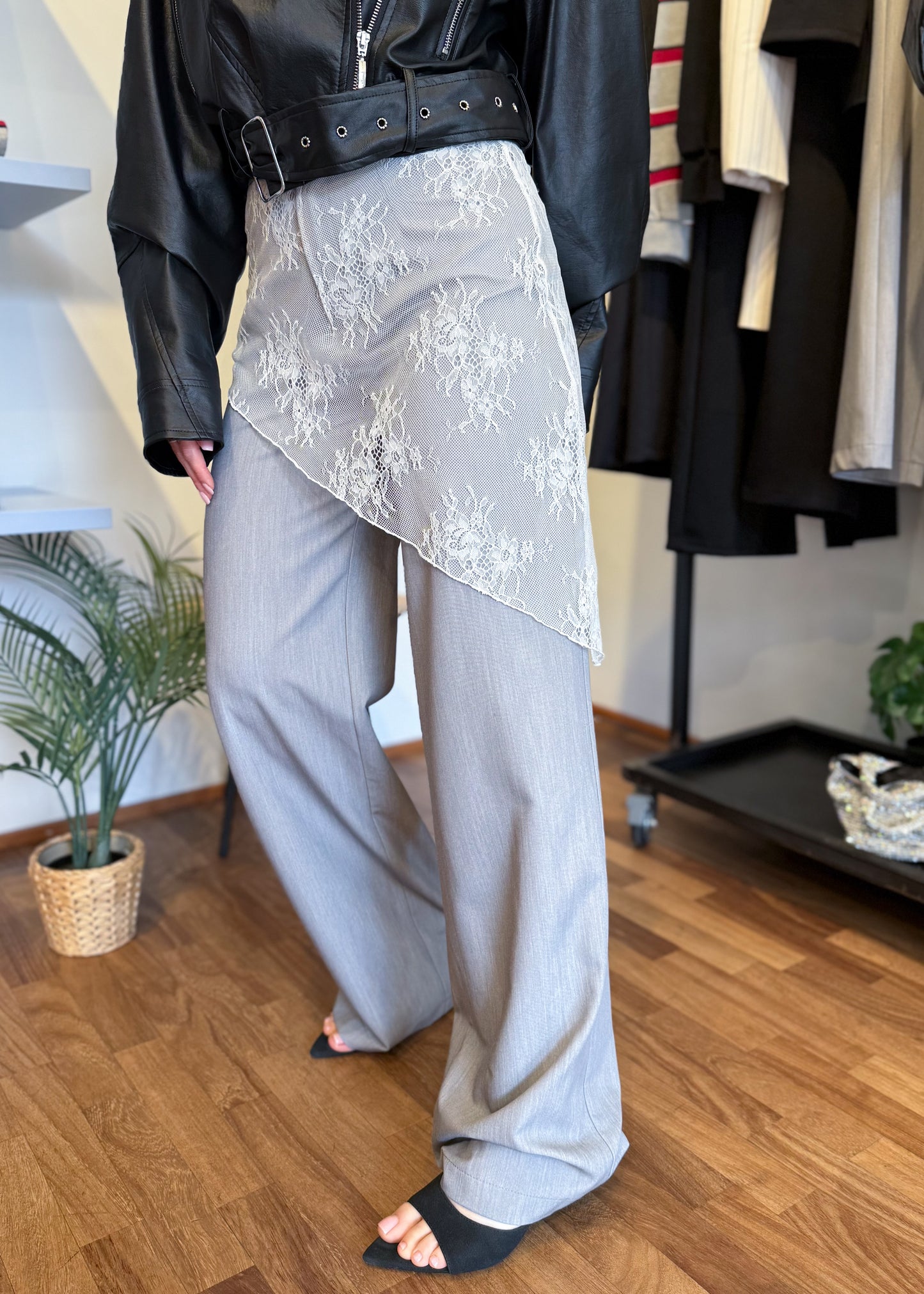 Pantalone Grigio con Bandana Pizzo - LUMINA - MARYGIÒ