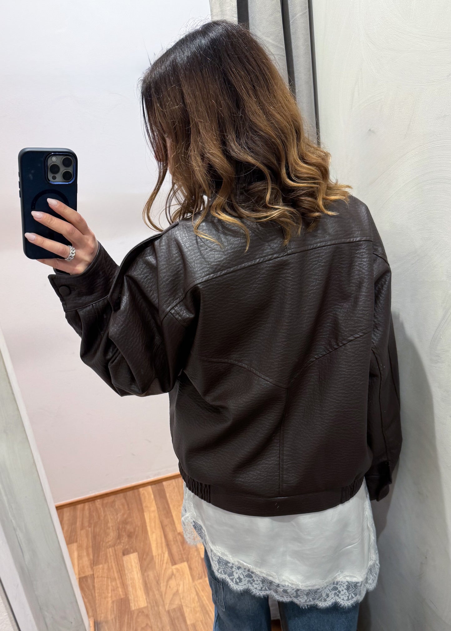 Bomber Ecopelle Martellata Moro - SUSY MIX - MARYGIÒ