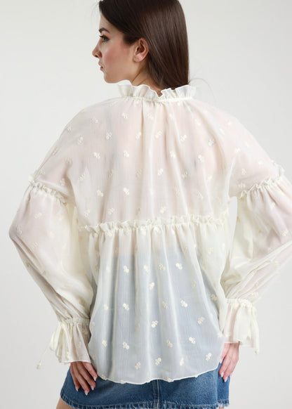 Camicia Over Ricamata Latte - SUSY MIX