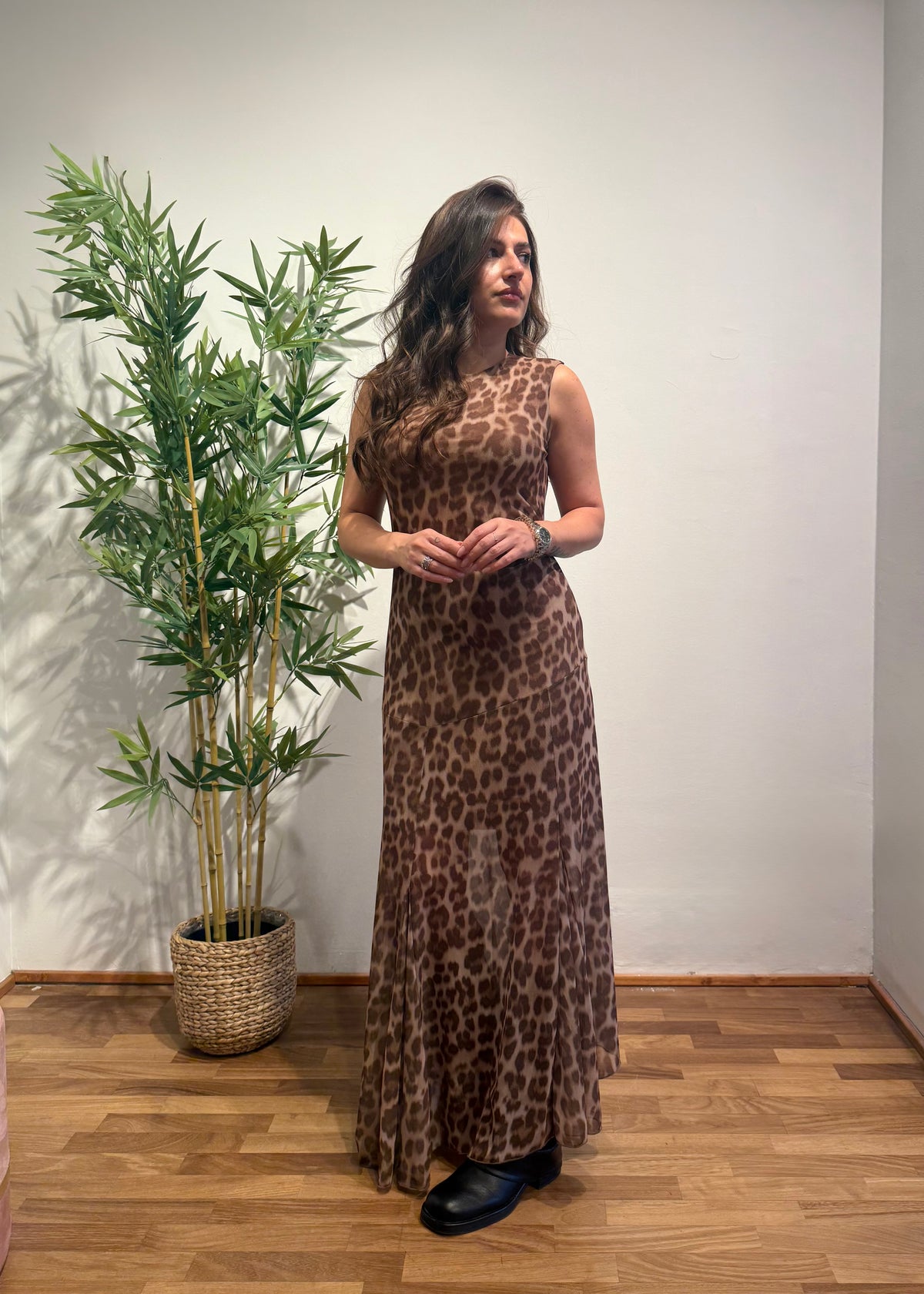 Abito lungo animalier in tulle - Susy Mix