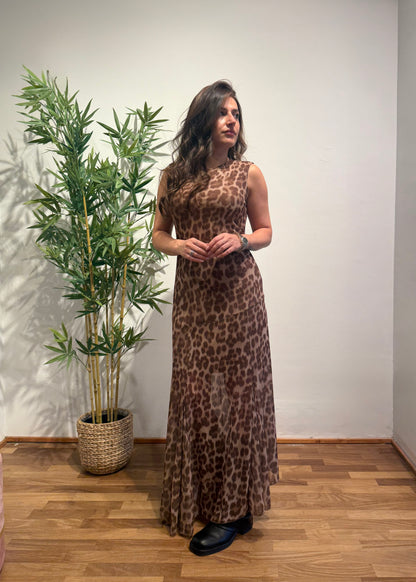 Abito lungo animalier in tulle - Susy Mix