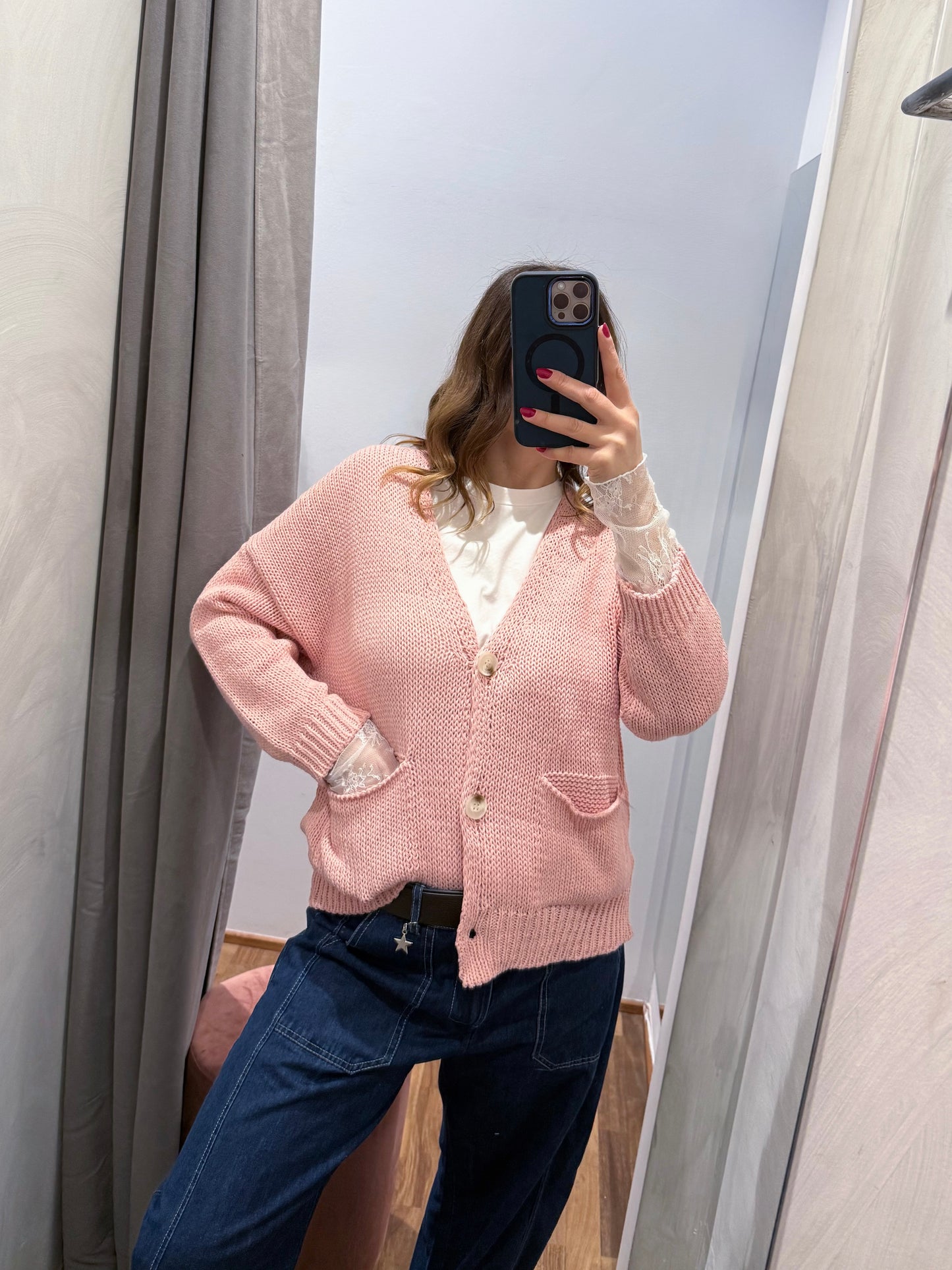 Cardigan Over con Tasche Rosa - SUSY MIX - MARYGIÒ