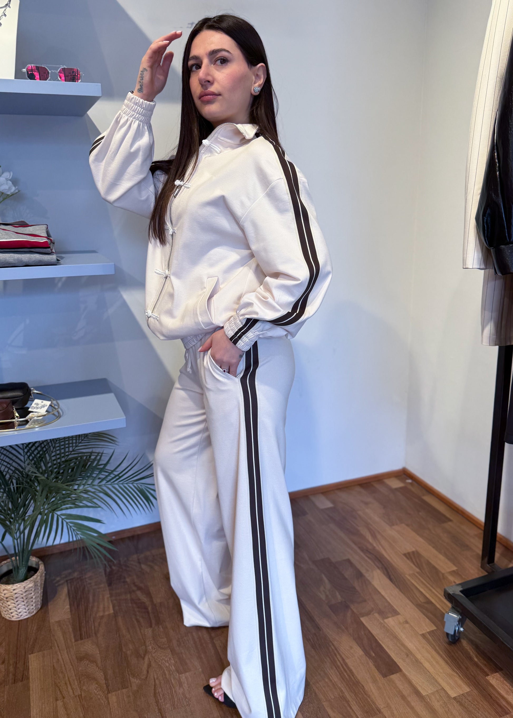 Pantalone Palazzo Burro con Bande Laterali - SUSY MIX - MARYGIÒ