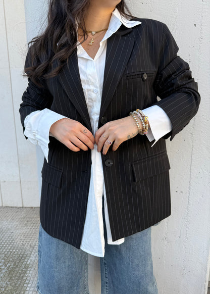 Blazer Nero Gessato - LUMINA