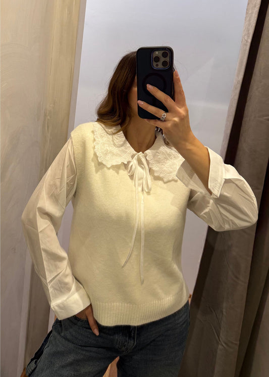 Set Gilet con Camicia Panna