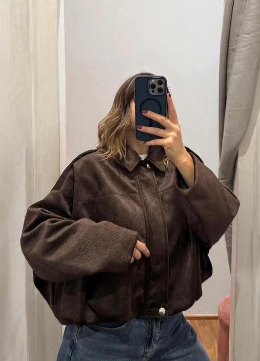 Bomber effetto camoscio Moro - Susy Mix