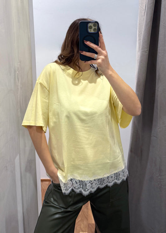 T-shirt Over con Pizzo Gialla - SUSY MIX - MARYGIÒ