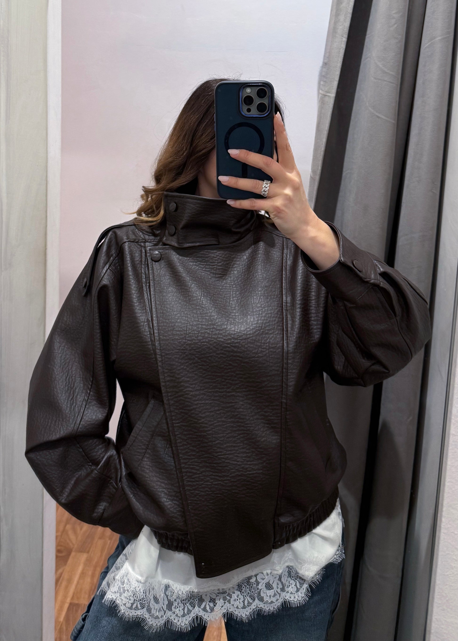 Bomber Ecopelle Martellata Moro - SUSY MIX - MARYGIÒ