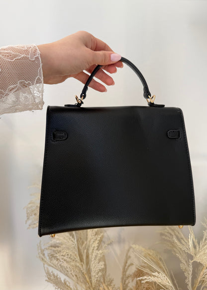 Borsa “Kelly” Media Ecopelle Nera