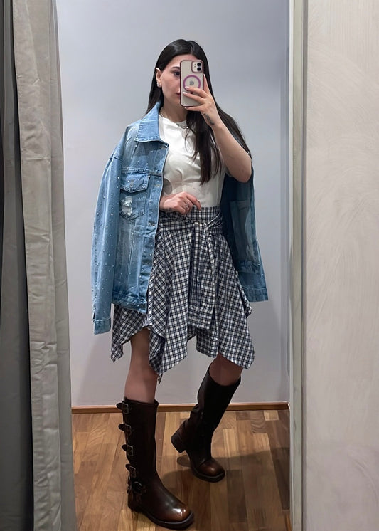 Gonna Camicia Asimmetrica a Quadri - LUMINA - MARYGIÒ