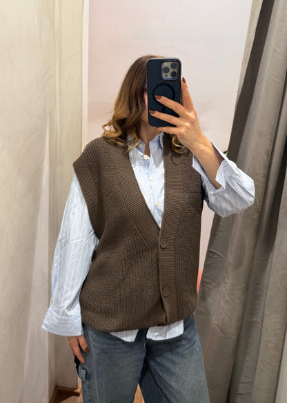 Maxi-Gilet in Cotone Moro - SUSY MIX