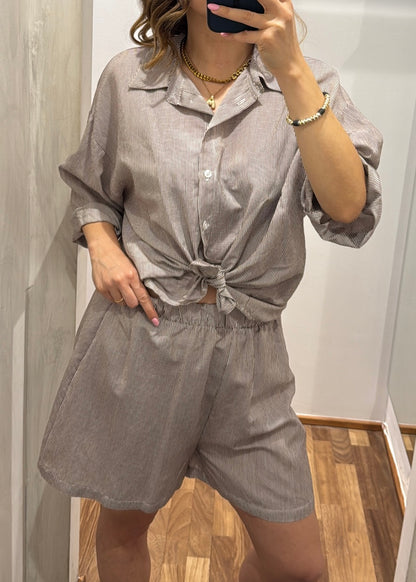 COORDINATO CAMICIA E SHORT RIGHE MORO - SUSY MIX - MARYGIÒ