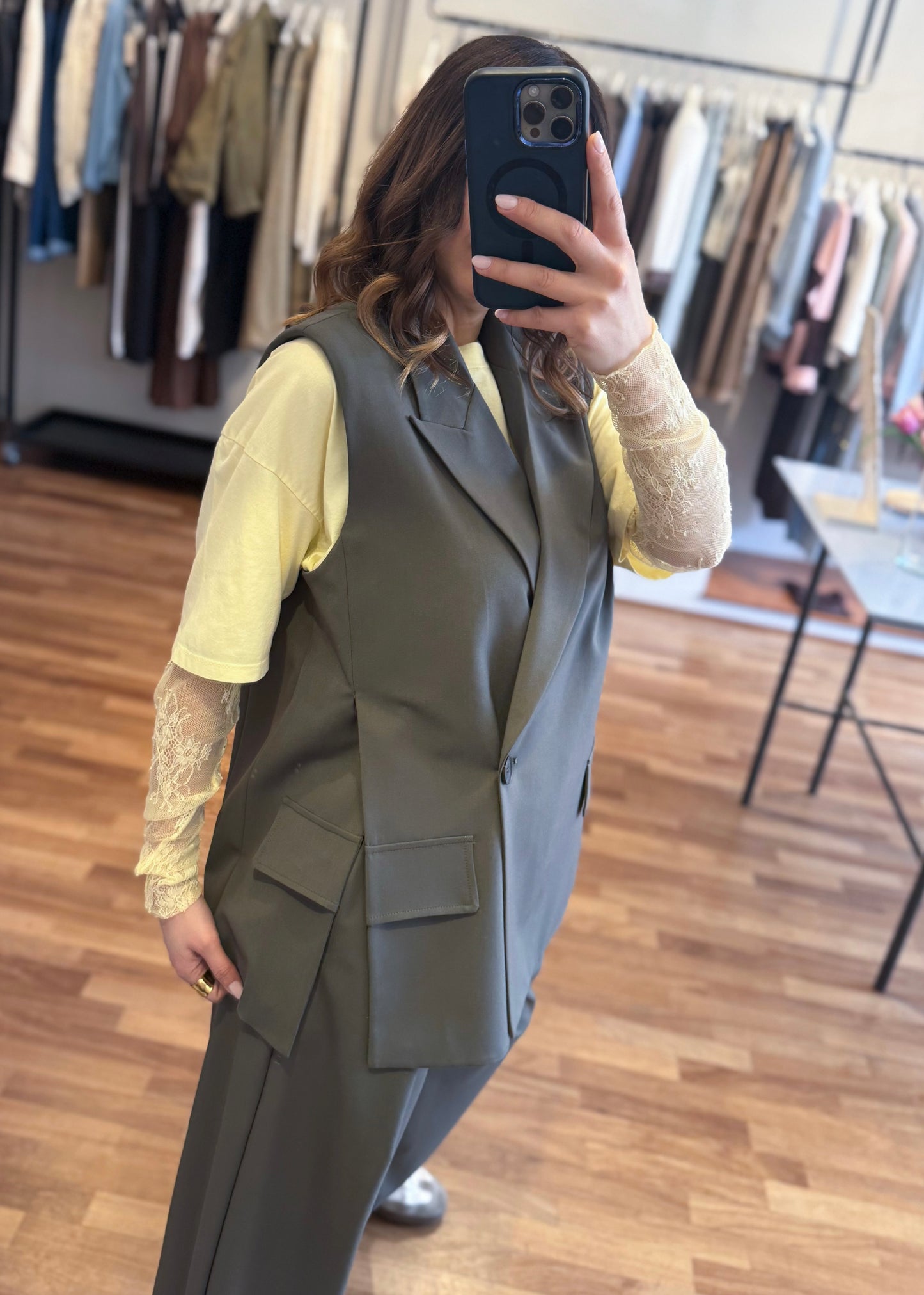 Gilet Over con Spacchi Verde Militare - SUSY MIX