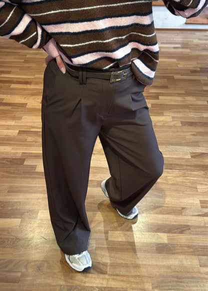 Pantalone Pinces e Cintura Marrone - MARYGIÒ