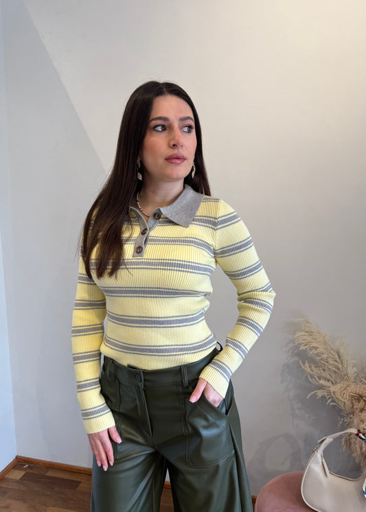 Maglia Polo a Righe Gialla
