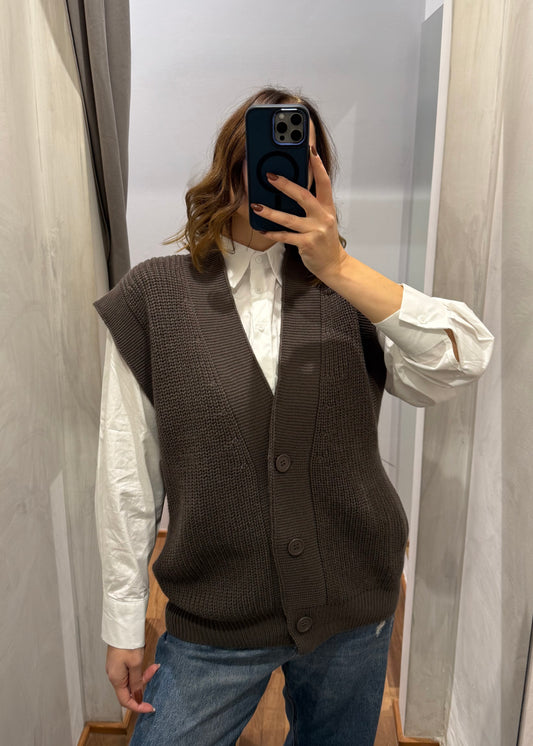 Gilet Over in Maglia a Coste - SUSY MIX