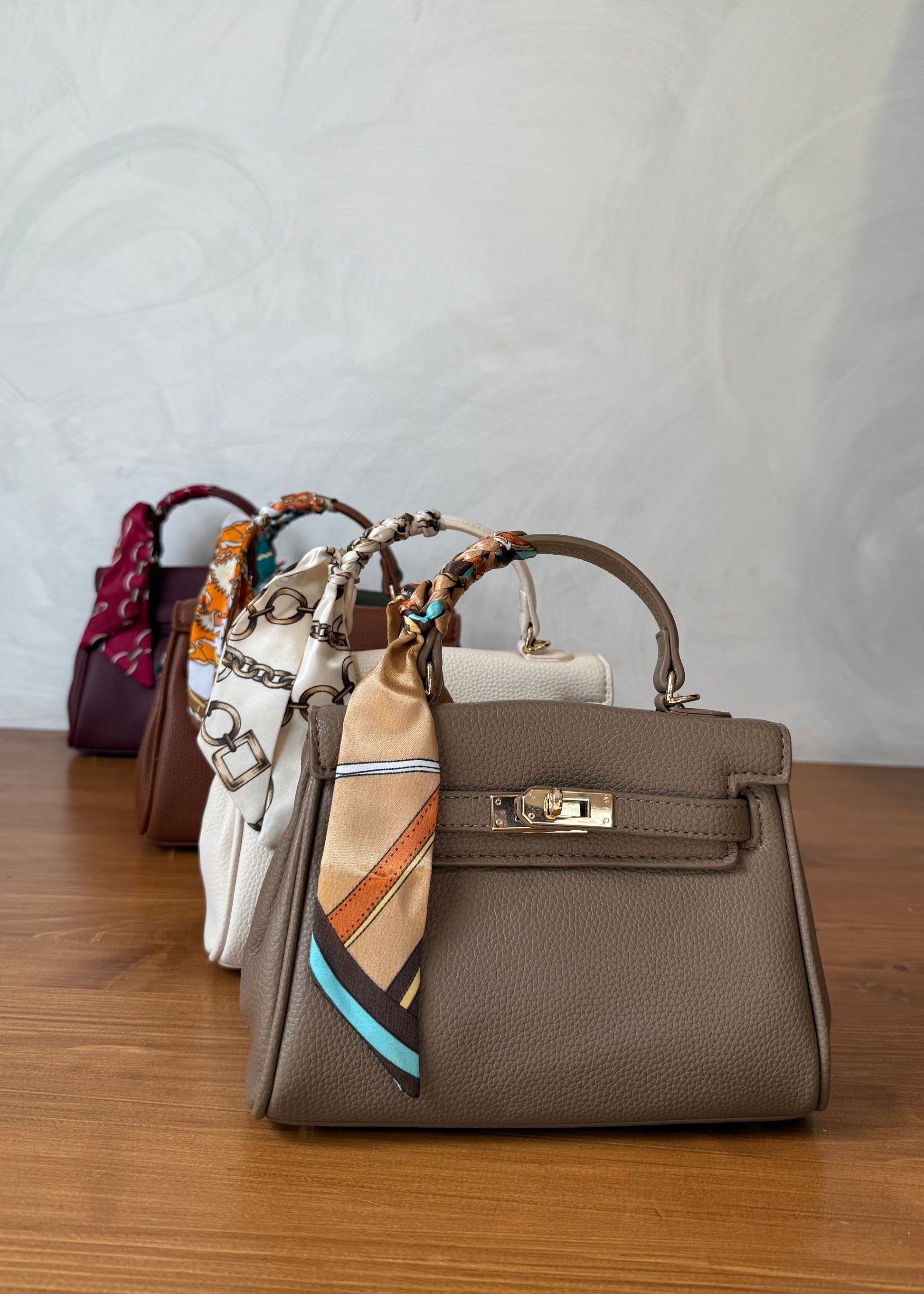 Borsa Ecopelle Lucchetto con Foulard Cuoio - MARYGIÒ