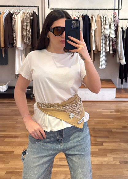 T-SHIRT CON BANDANA BEIGE - SUSY MIX - MARYGIÒ