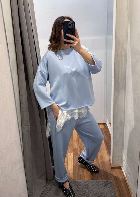 Completo Tuta in Scuba Leggera Celeste - SUSY MIX - MARYGIÒ