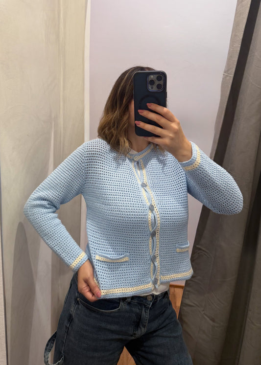 Cardigan Traforato Celeste - SUSY MIX - MARYGIÒ