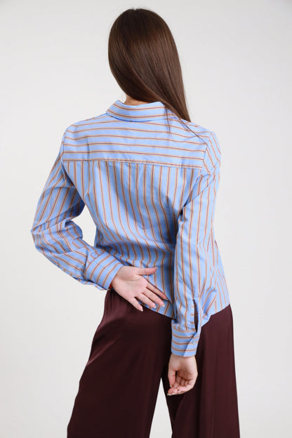 Camicia gessata slim fit Celeste - Susy Mix