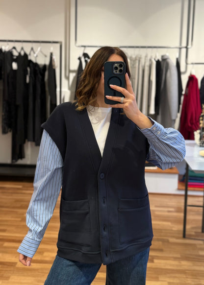 Cardigan in Felpa Blu Notte - LUMINA