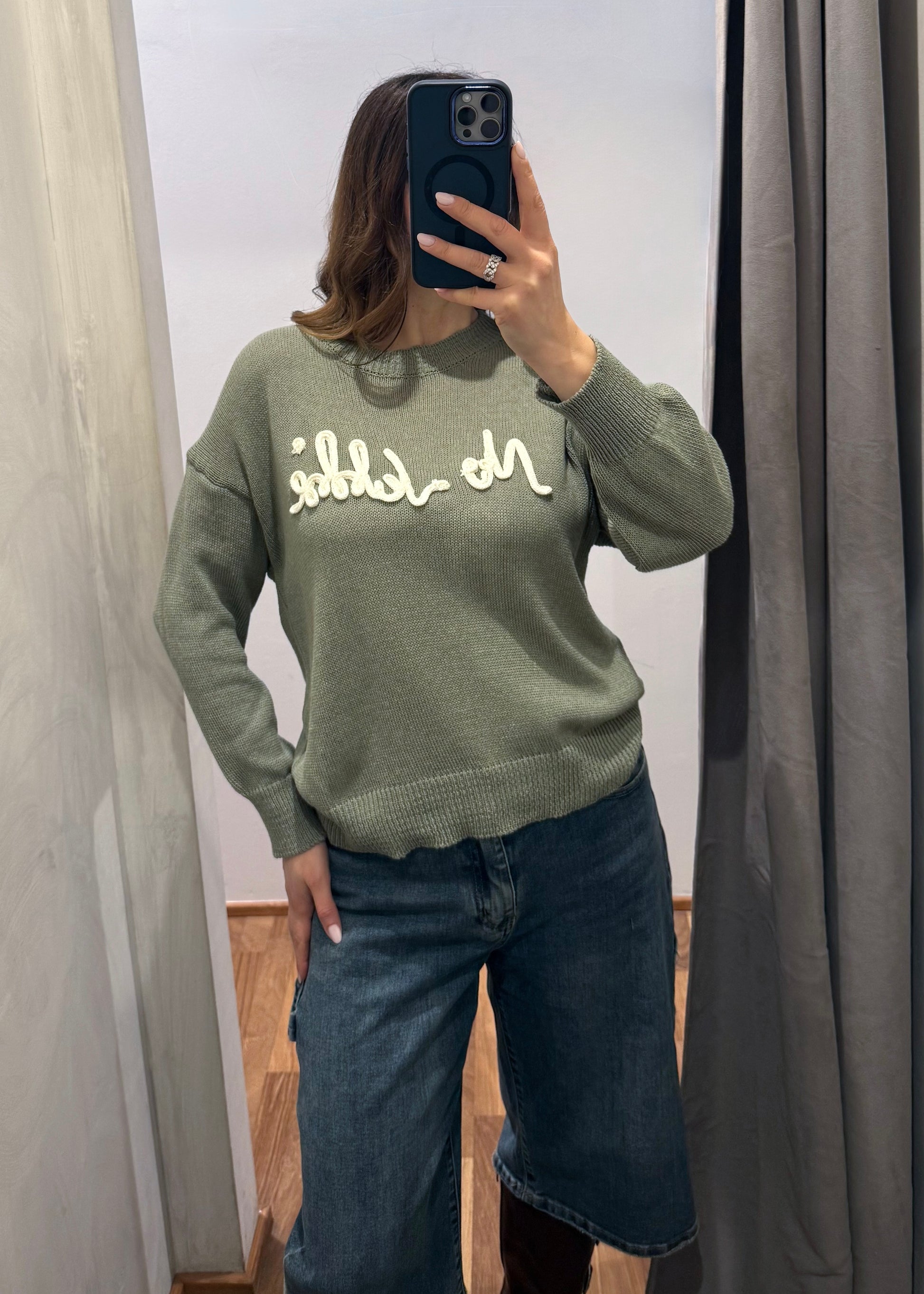 Maglia “No vabbè” Verde Salvia - SUSY MIX - MARYGIÒ