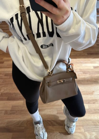 Borsa Ecopelle Lucchetto con Foulard Panna