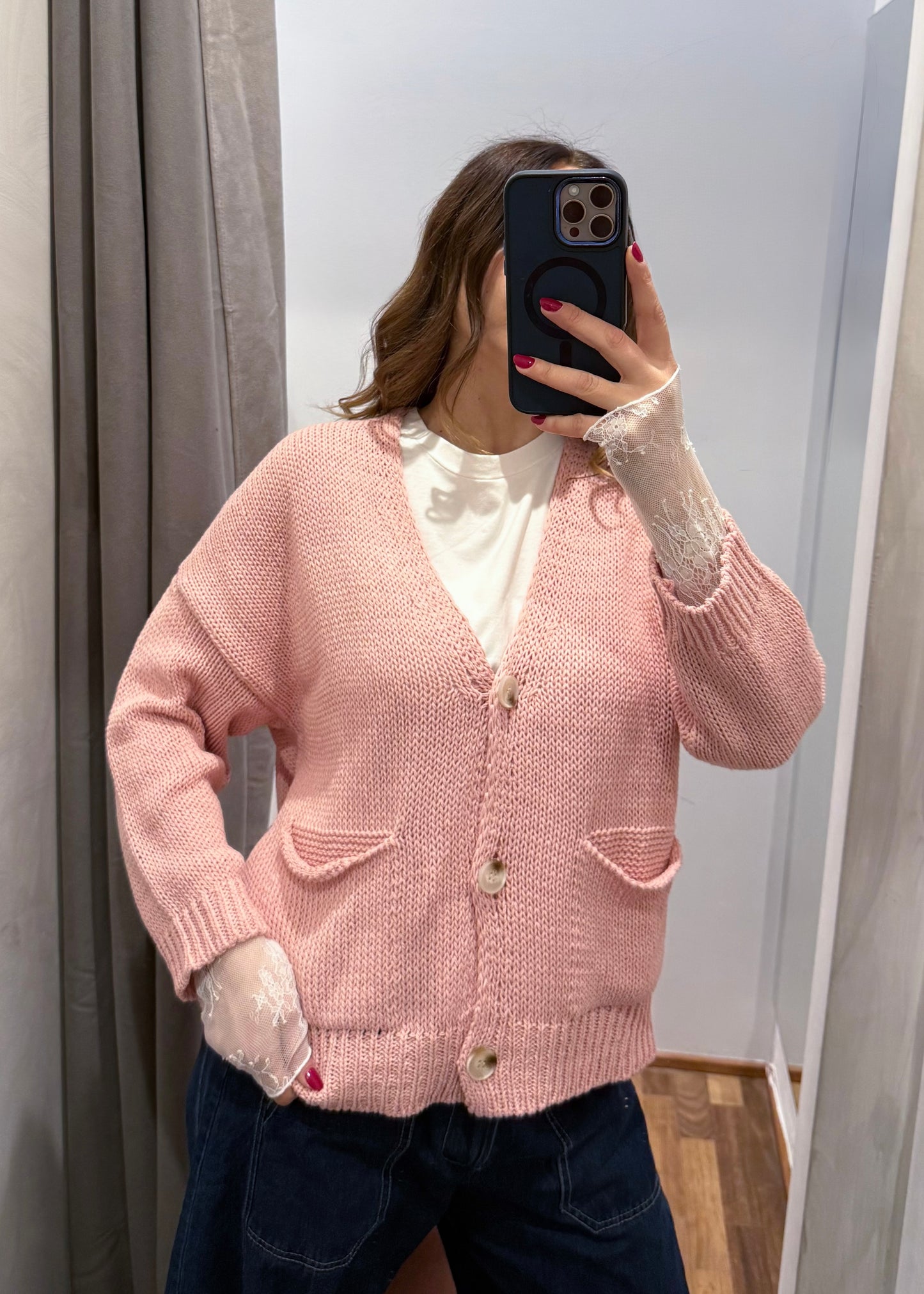 Cardigan Over con Tasche Rosa - SUSY MIX - MARYGIÒ