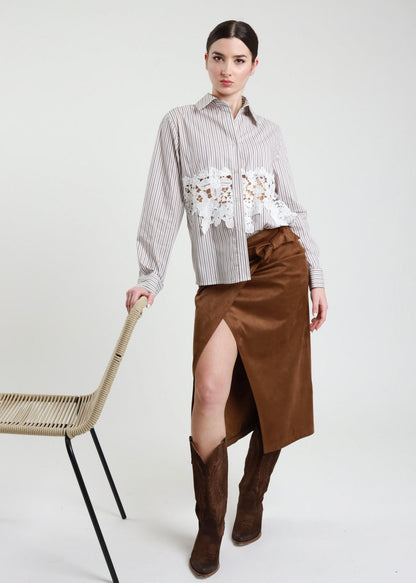 Camicia Gessata con Macramè - SUSY MIX - MARYGIÒ