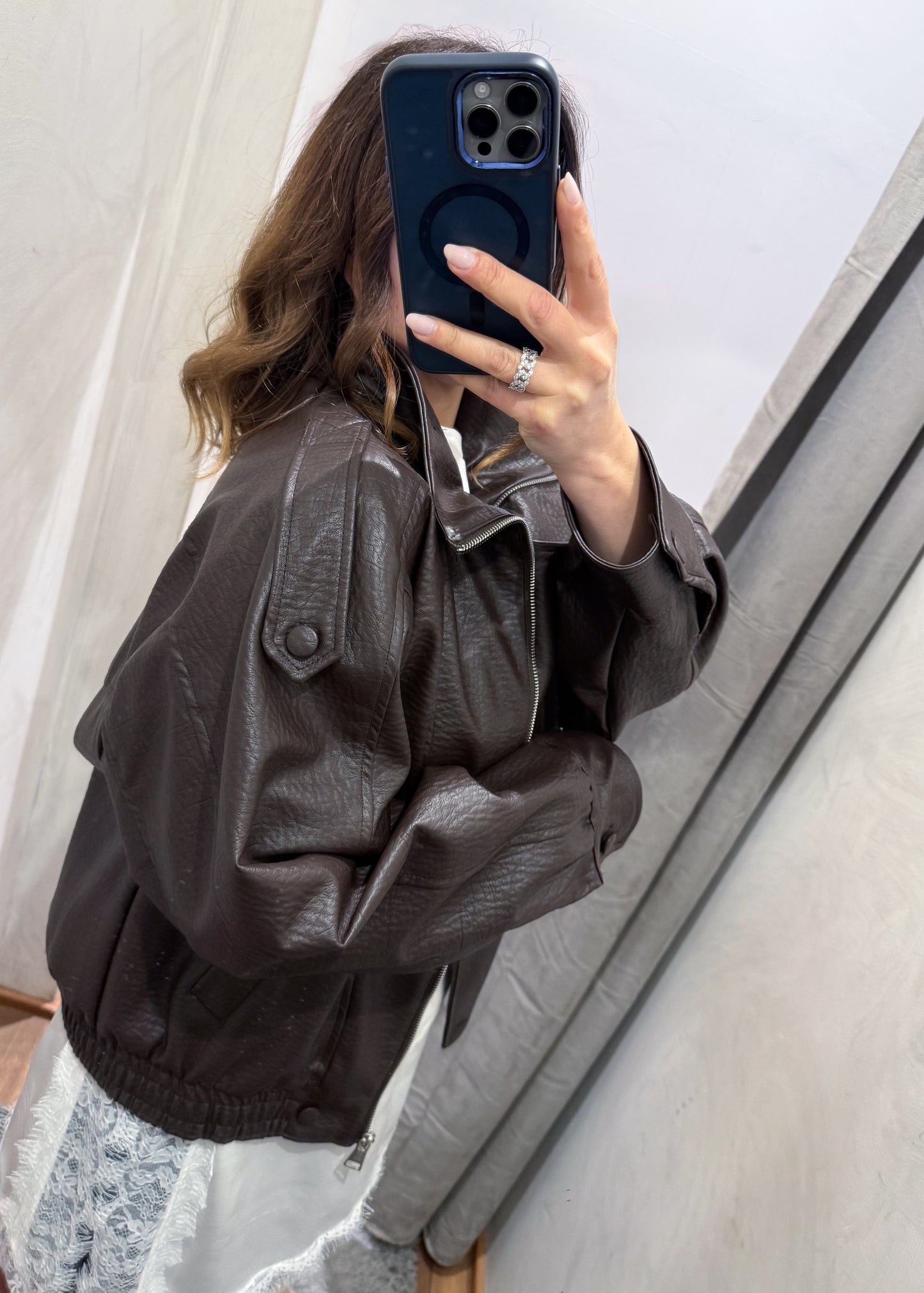 Bomber Ecopelle Martellata Moro - SUSY MIX - MARYGIÒ