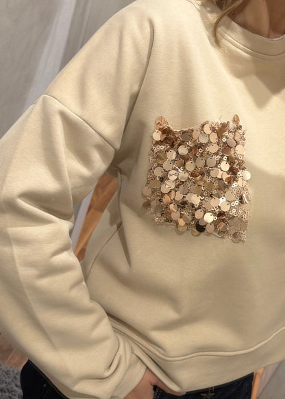 Felpa con tasca paillettes | più colori - Susy Mix