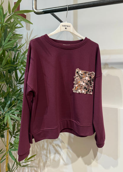Felpa con tasca paillettes | più colori - Susy Mix