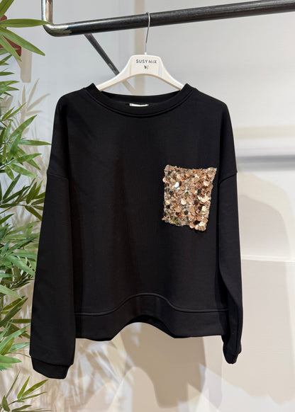 Felpa con tasca paillettes | più colori - Susy Mix